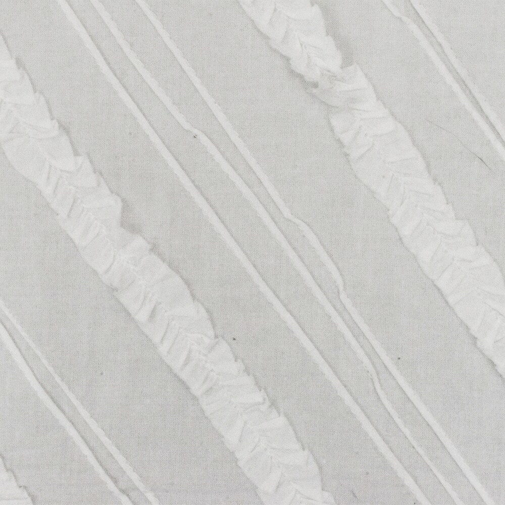 Slate White Diagonal Stripe Ruffle Cotton Woven Fabric By the Yard