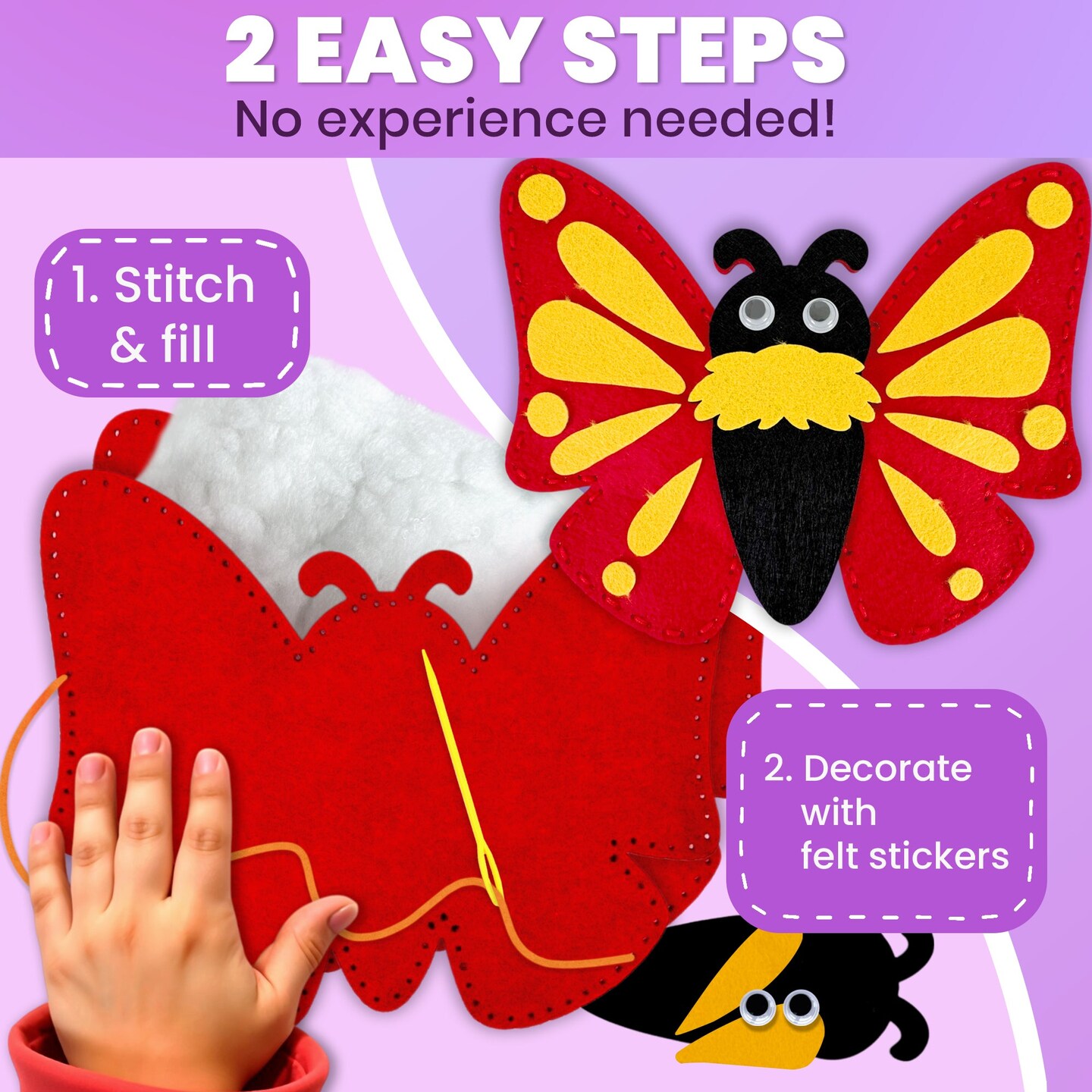 Craft Kits for Kids - 12 Bugs &#x26; Insects Sewing Kit Basic