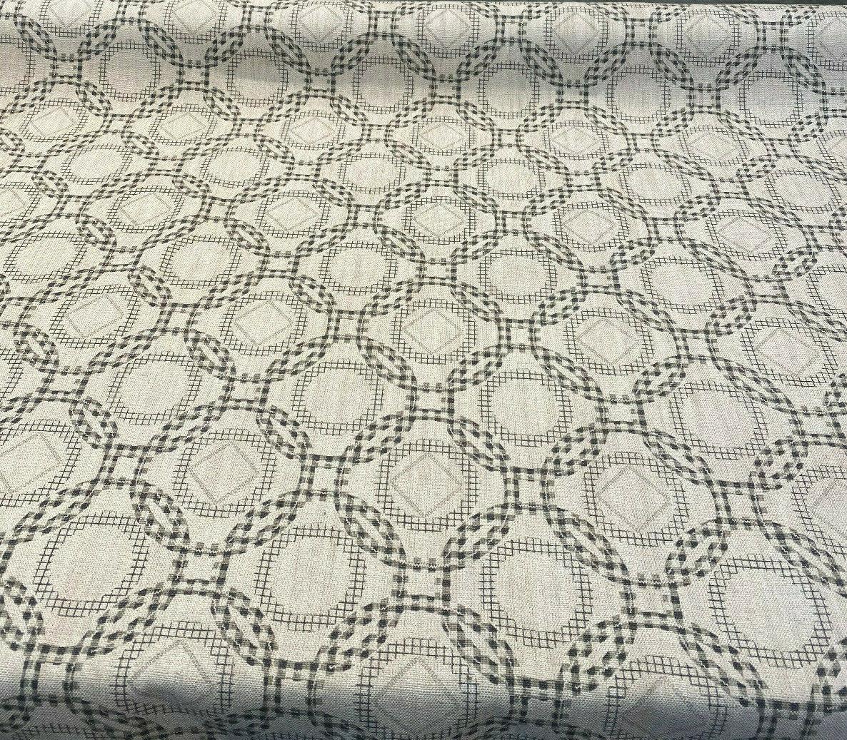 1 Yard Stylish Check Around Graphite Linen Blend Upholstery Drapery Fabric 54 inch Width