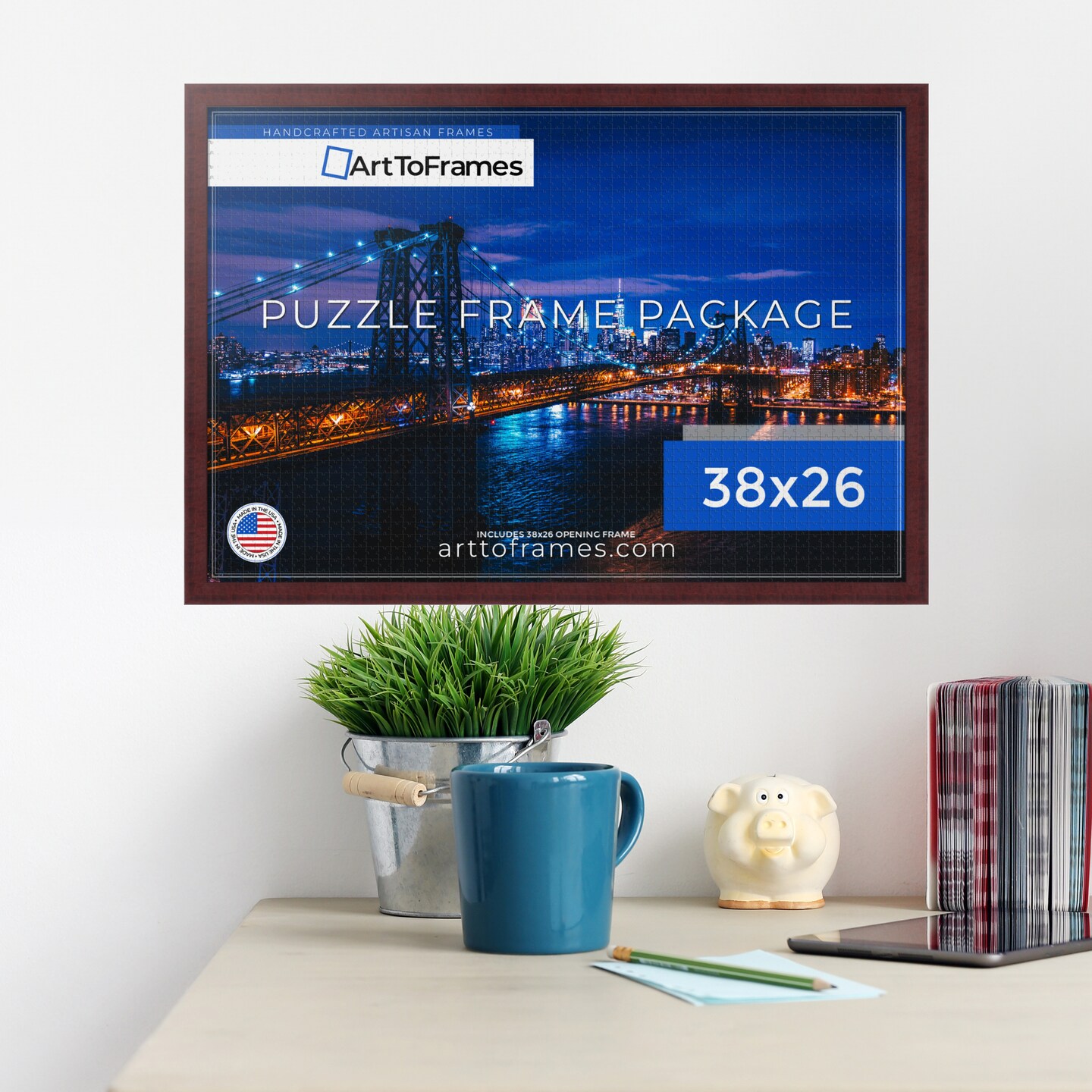 ArtToFrames 38x26 INCH / 97x66 CM Puzzle Frame for 2000 piece Puzzles.This 1.25 Inch Custom MDF Frame for Puzzles Comes with Economy Acrylic, Available in Multiple Colors