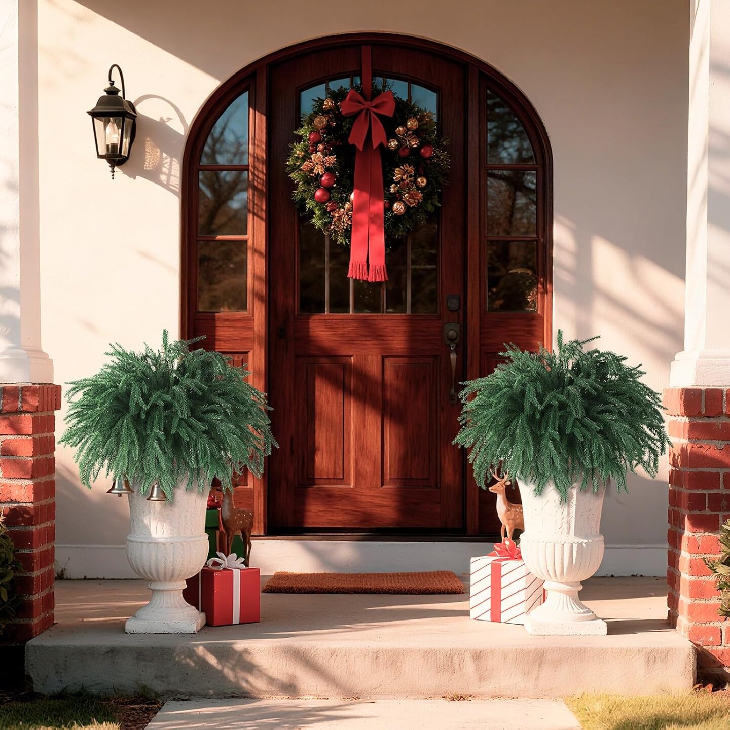 10 PCS Christmas Norfolk Pine Stems Real Touch (Deep Green) 1&#x22;D x 1&#x22;W x 1&#x22;H