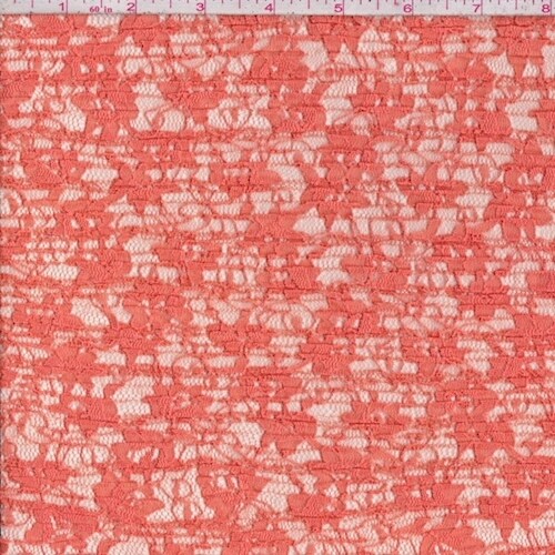 Light Mango Floral Crinkle Lace Fabric By the Yard