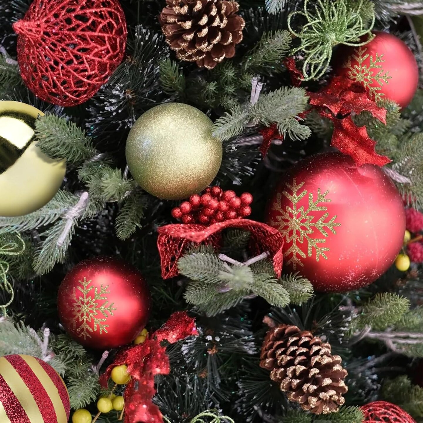 24pcs Christmas Ball Ornaments (Red and Gold) - 6.88 x 4.53 x 9 inches