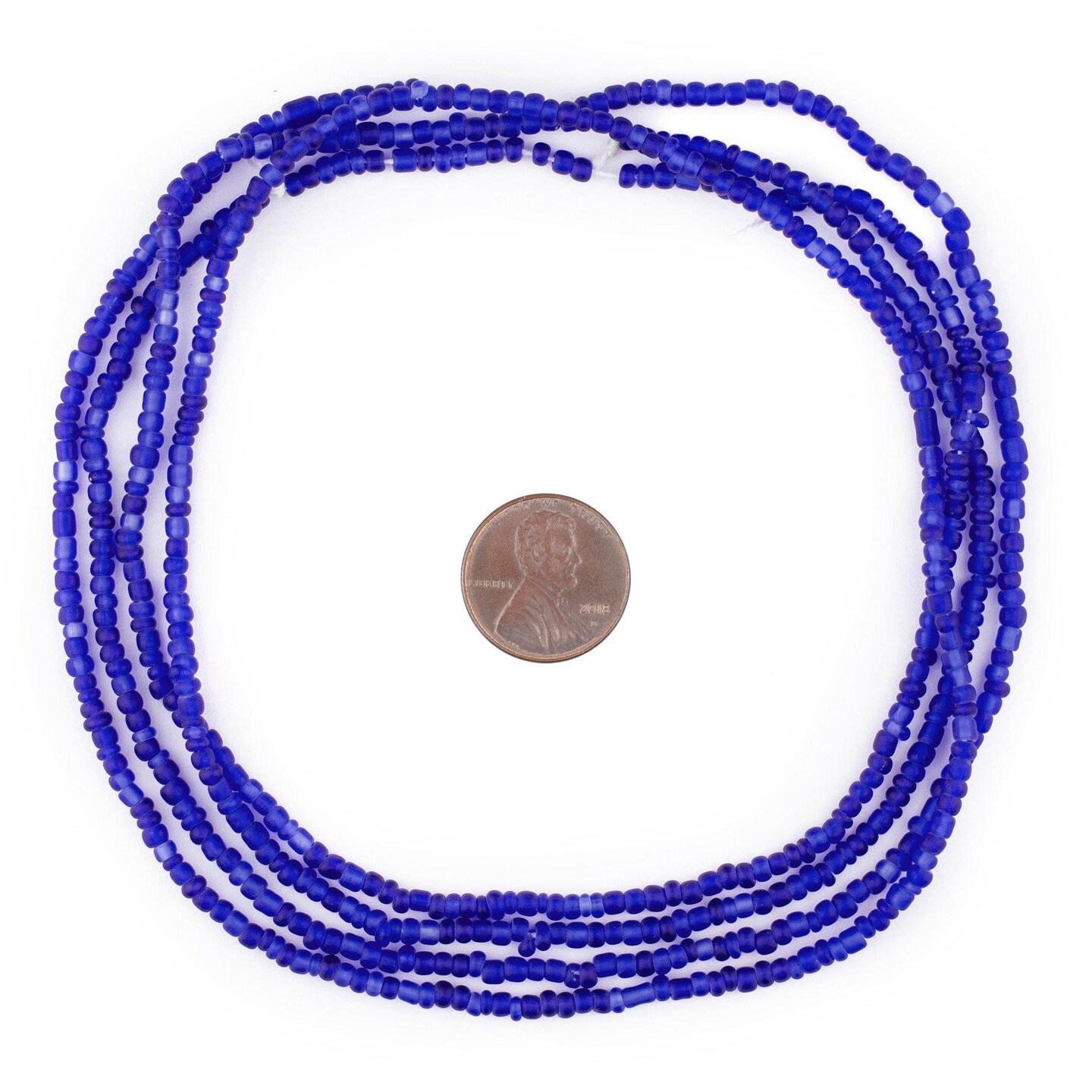 The Bead Chest Translucent Cobalt Blue Matte Glass Seed Beads (3mm) - 24 inch Strand of Quality Glass Beads