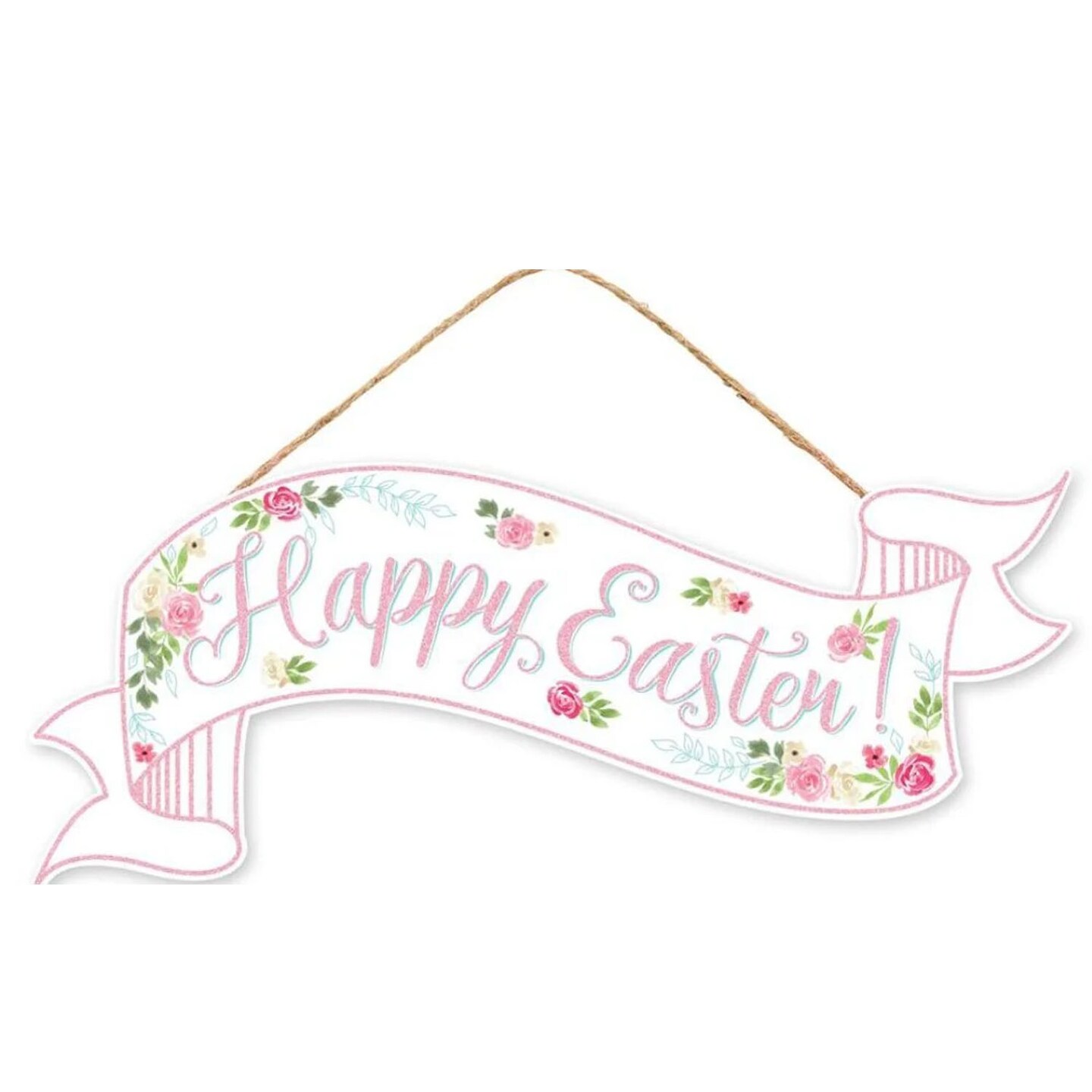 15” Glitter "Happy Easter" Banner Sign Sparkling Spring Wall or Party Decoration