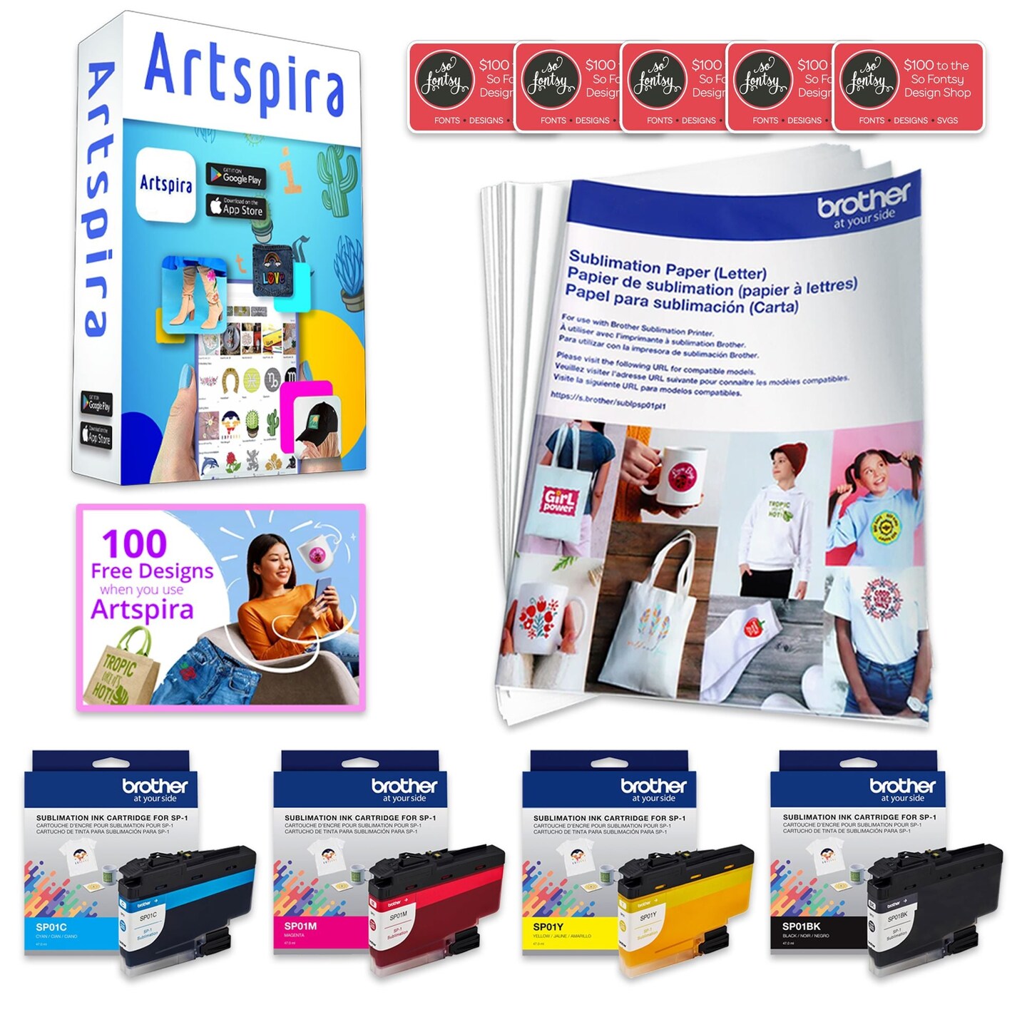 Brother SP-1 Sublimation Printer Deluxe Bundle with 460 Transfer Sheets