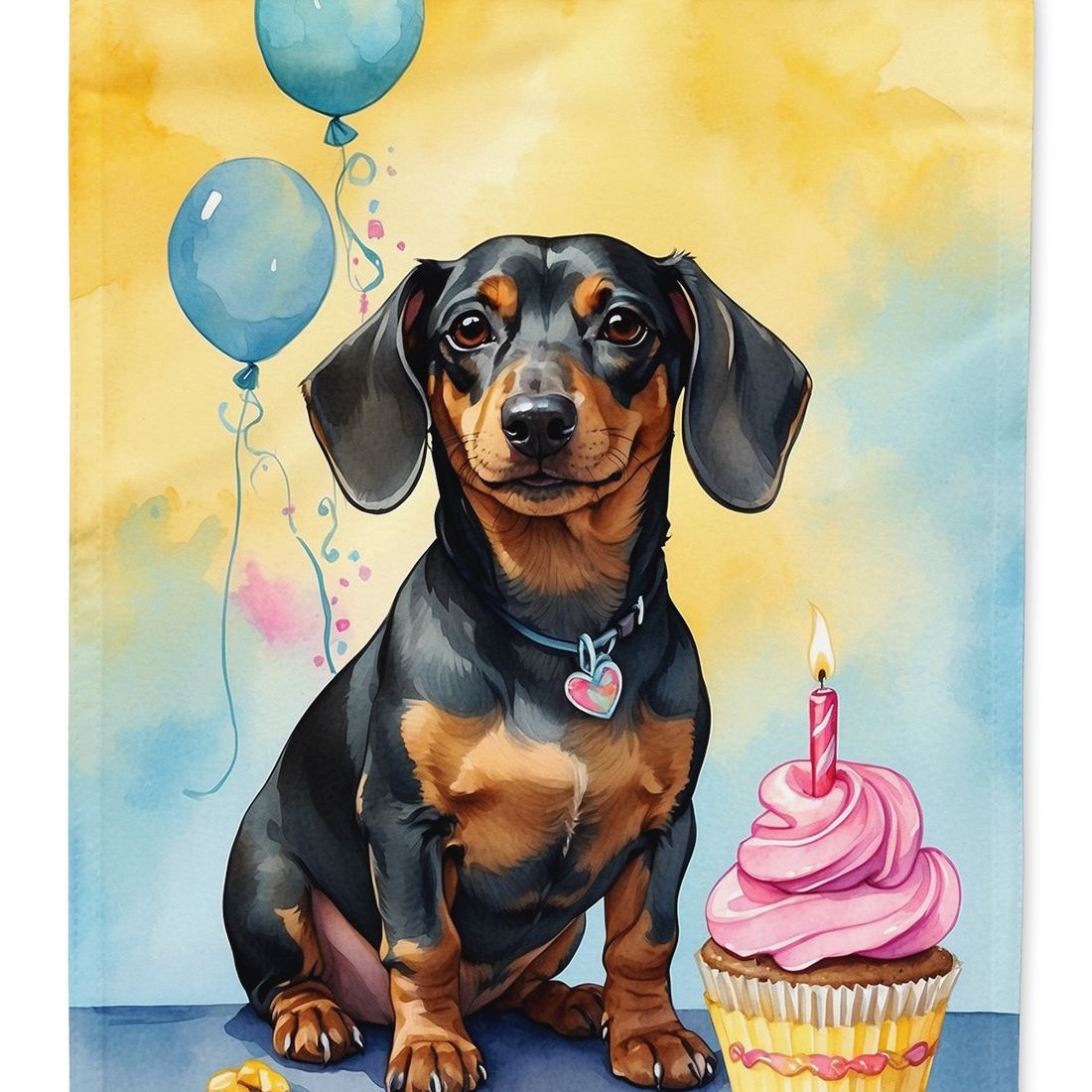 Edge Collections - 28" X 40" - Multicolor - Dachshund Happy Birthday Large Porch - 1 Piece