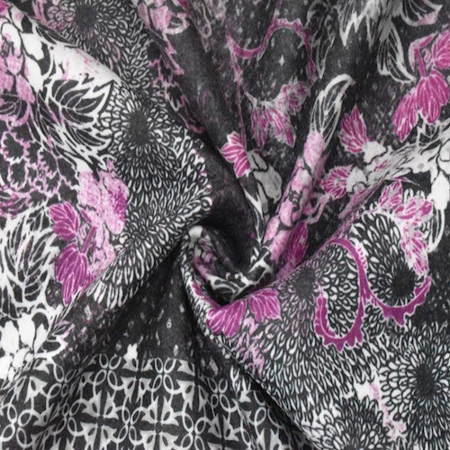 Black/Multi Tile Printed Double Flannelette Fabric By the Yard
