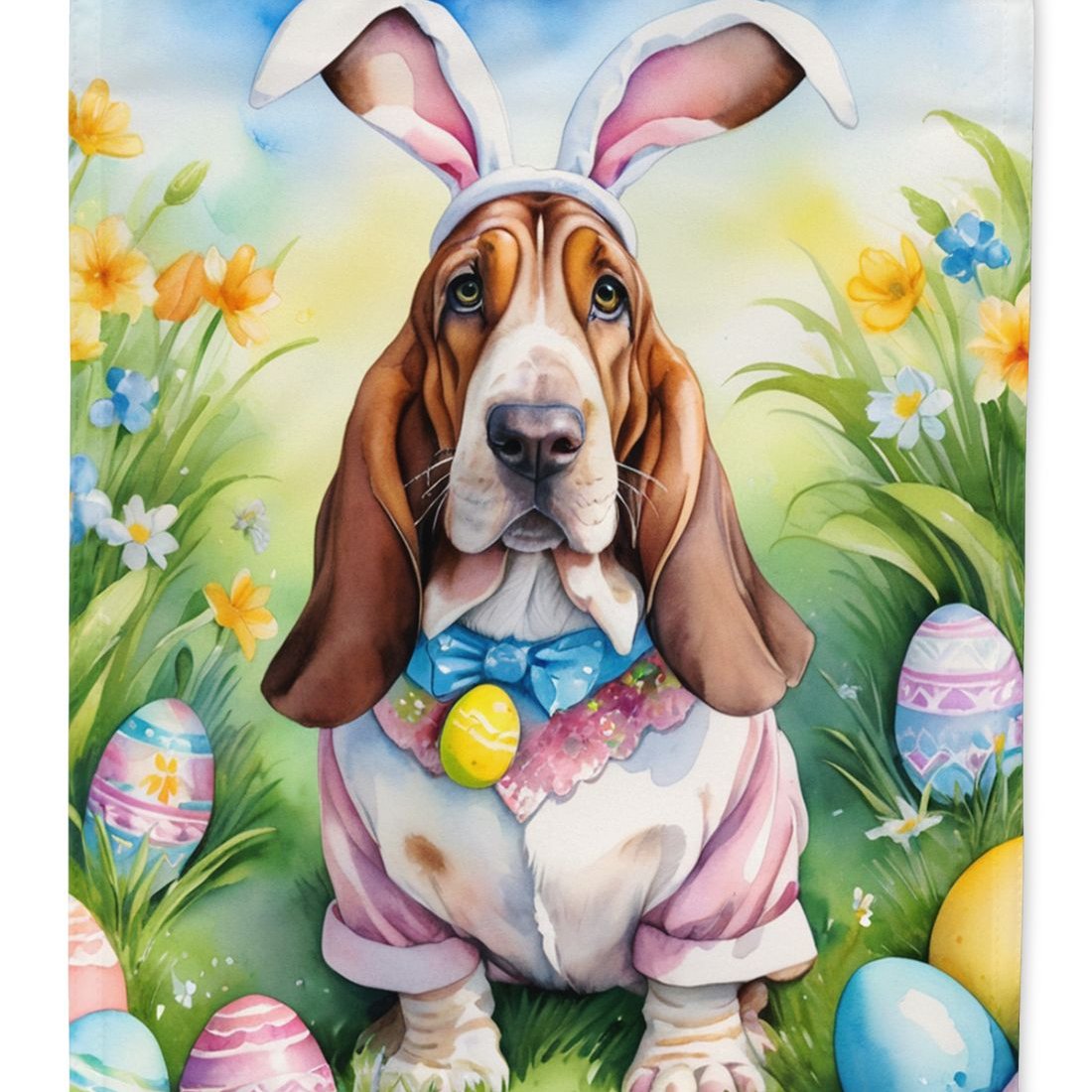 Edge Collections - 28" X 40" - Multicolor - Basset Hound Easter Egg Hunt - 1 Piece
