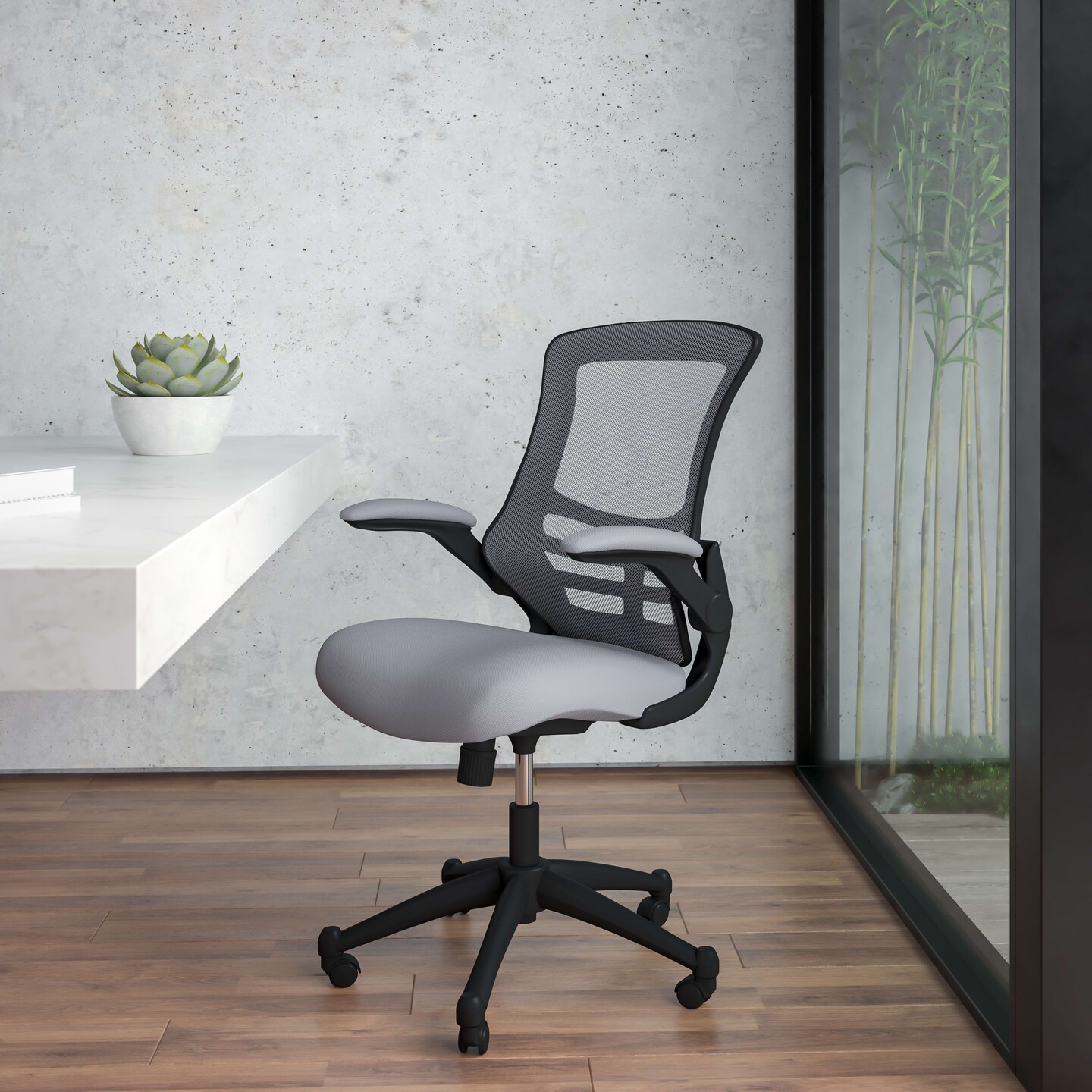 Emma and Oliver Mid-Back Mesh Swivel Ergonomic Task Office Chair with Flip-Up Arms