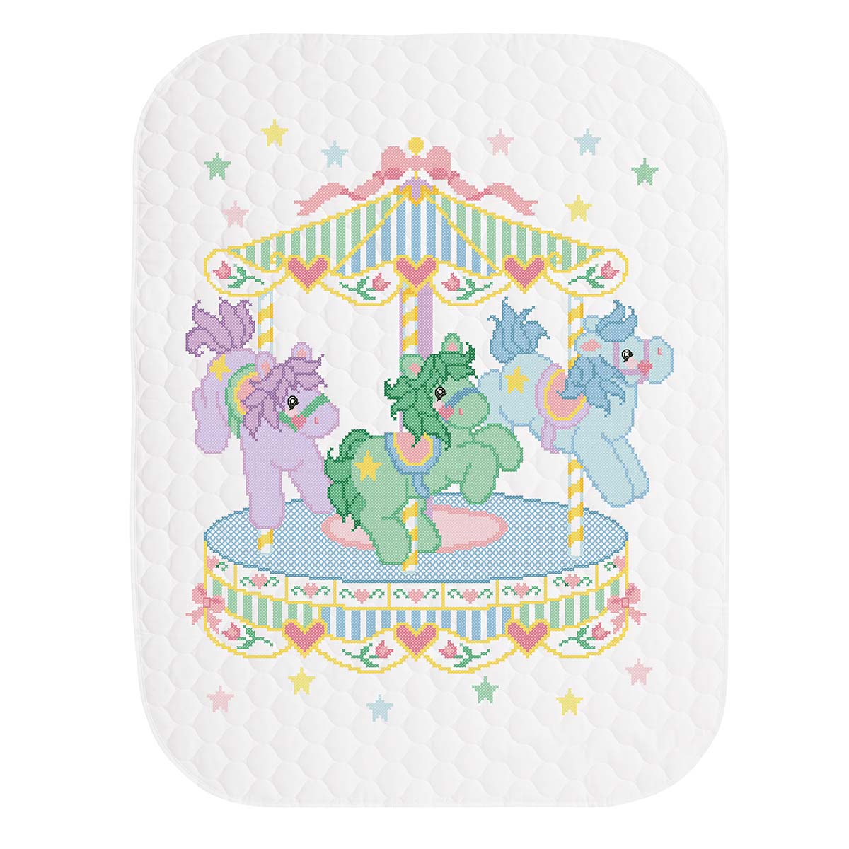 Baby by Herrschners Carousel Ponies Baby Quilt Stamped Cross-Stitch Kit