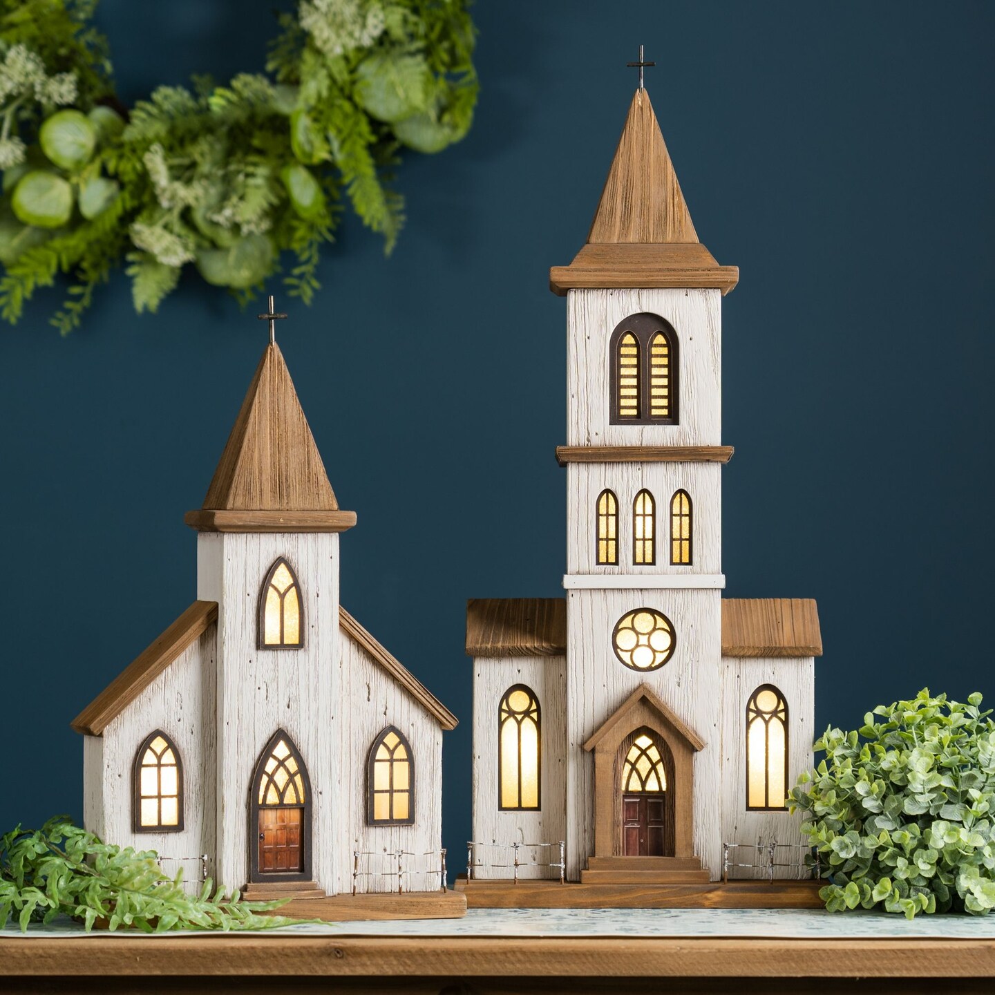 Melrose LED Lighted Wooden Church Christmas Decoration - 17.75"