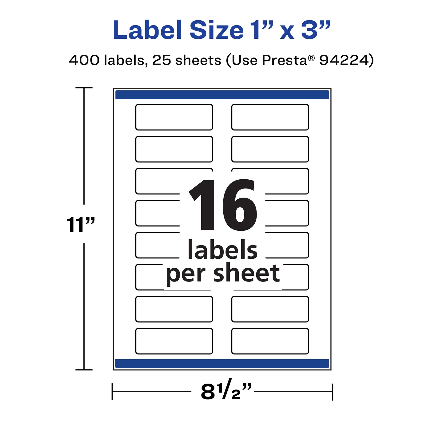 Avery Durable Waterproof Rectangle Labels with Sure Feed, 1" x 3"