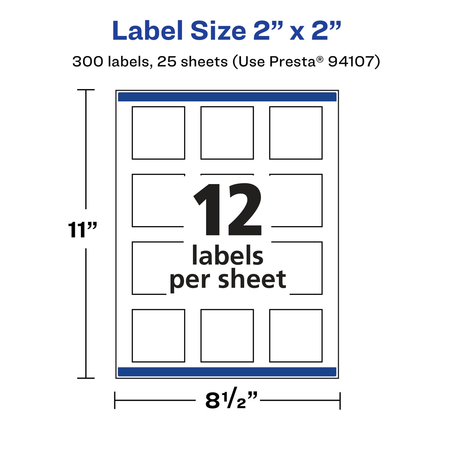 Avery Durable Waterproof Square Labels with Sure Feed, 2" x 2"