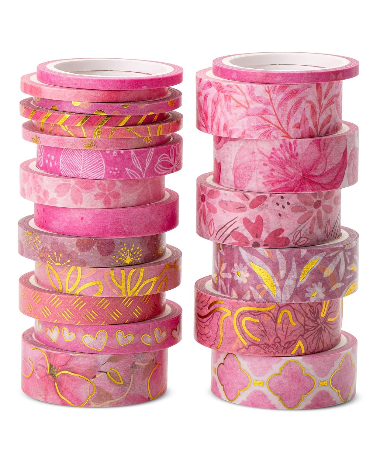 Washi Tape Set 21 Rolls, Assorted Sizes, 5.5 Yards Each, Decorative Craft & Journal Tape