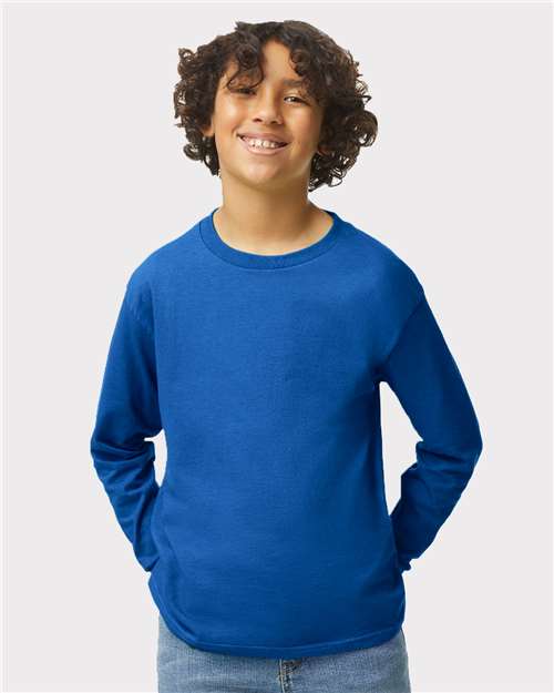 24 Pack Gildan Youth Heavy Cotton Long Sleeve Crewneck T-Shirt for Everyday Wear, Custom Printing & Casual Comfort Tee