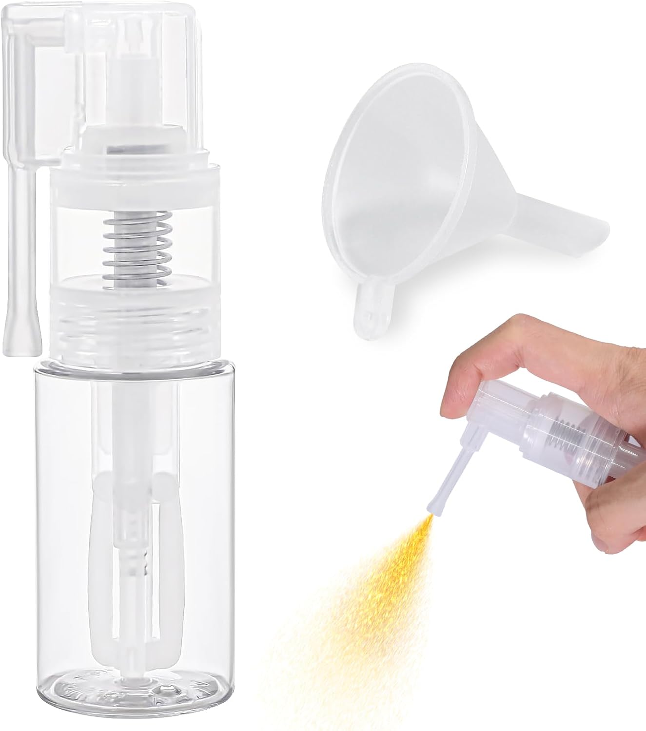 1 Pcs Glitter Duster Sprayer with Funnel, 35ml Transparent Craft Glitter Spray Bottle
