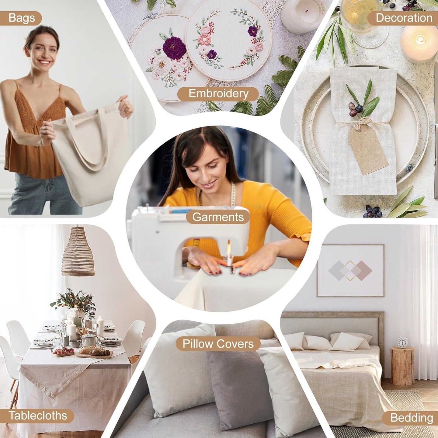 100% Cotton Muslin Fabric, 63 Inch X 5 Yards Unbleached Muslin Linen Fabric