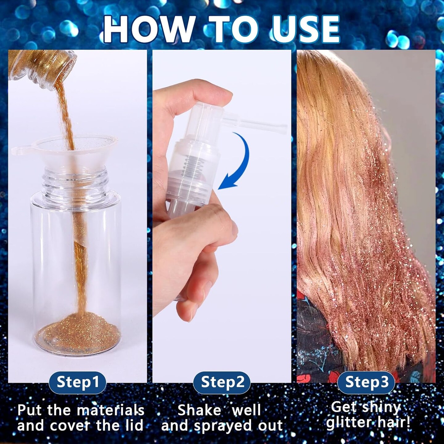 1 Pcs Glitter Duster Sprayer with Funnel, 35ml Transparent Craft Glitter Spray Bottle