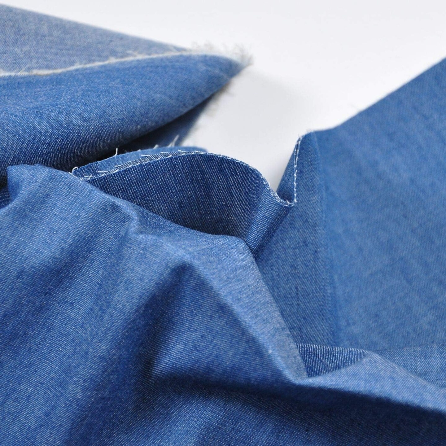 Indigo Light Denim Fat Quarter Set – 6 Pcs 18" x 22", 100% Cotton 4.8oz Solid Denim Fabric Bundle in Light, Medium & Deep Indigo Shades for Quilting, Sewing & DIY Crafts