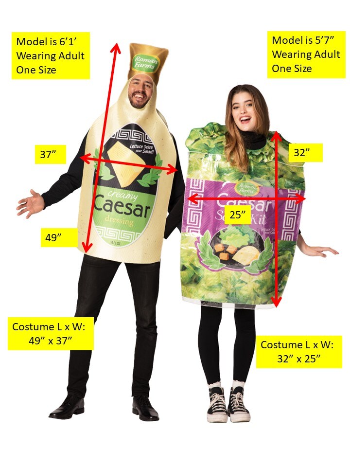 Caesar Salad Bag &#x26; Caesar Dressing Couples Halloween Costume, Adult One Size