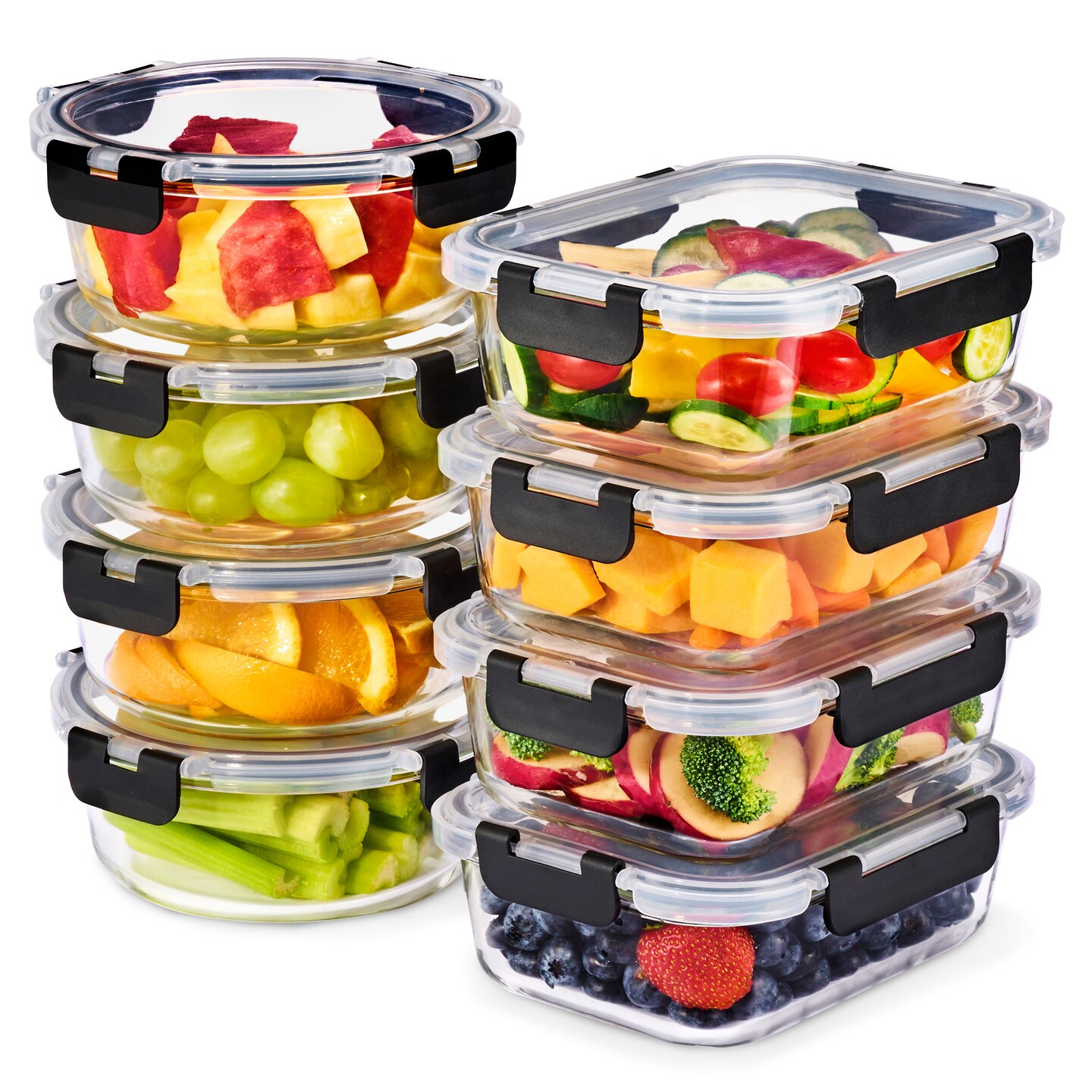 Sorbus Glass Meal Prep Containers, 16 Pcs Dishwasher and Oven Safe Reusable Meal Prep Containers with Airtight Lids