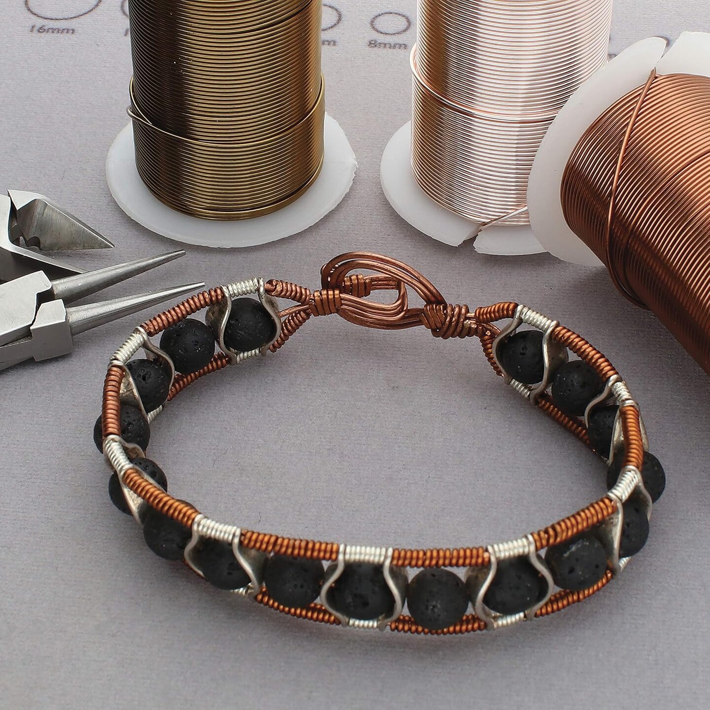 The Beadsmith Wire Elements 22-Gauge Lacquered Tarnish-Resistant Copper Wire for Jewelry Making, 4-8 Yard, 18.29 Meter Spools (Antique Copper, Vintage Bronze, &#x26; Rose Gold Color)