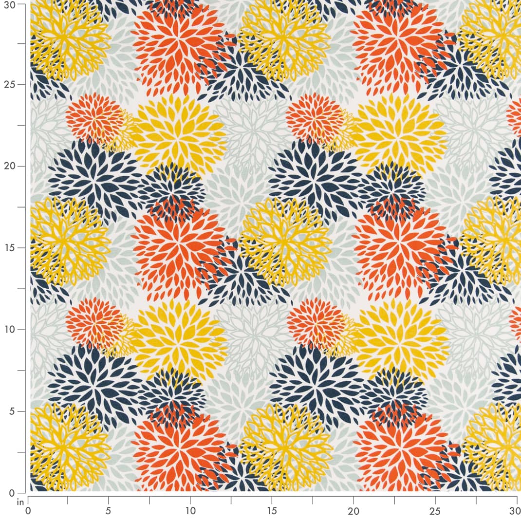 Fiesta - Blue,Gold & Yellow,Orange & Rust Abstract & Geometric,Floral Upholstery Fabric 54 Inches"