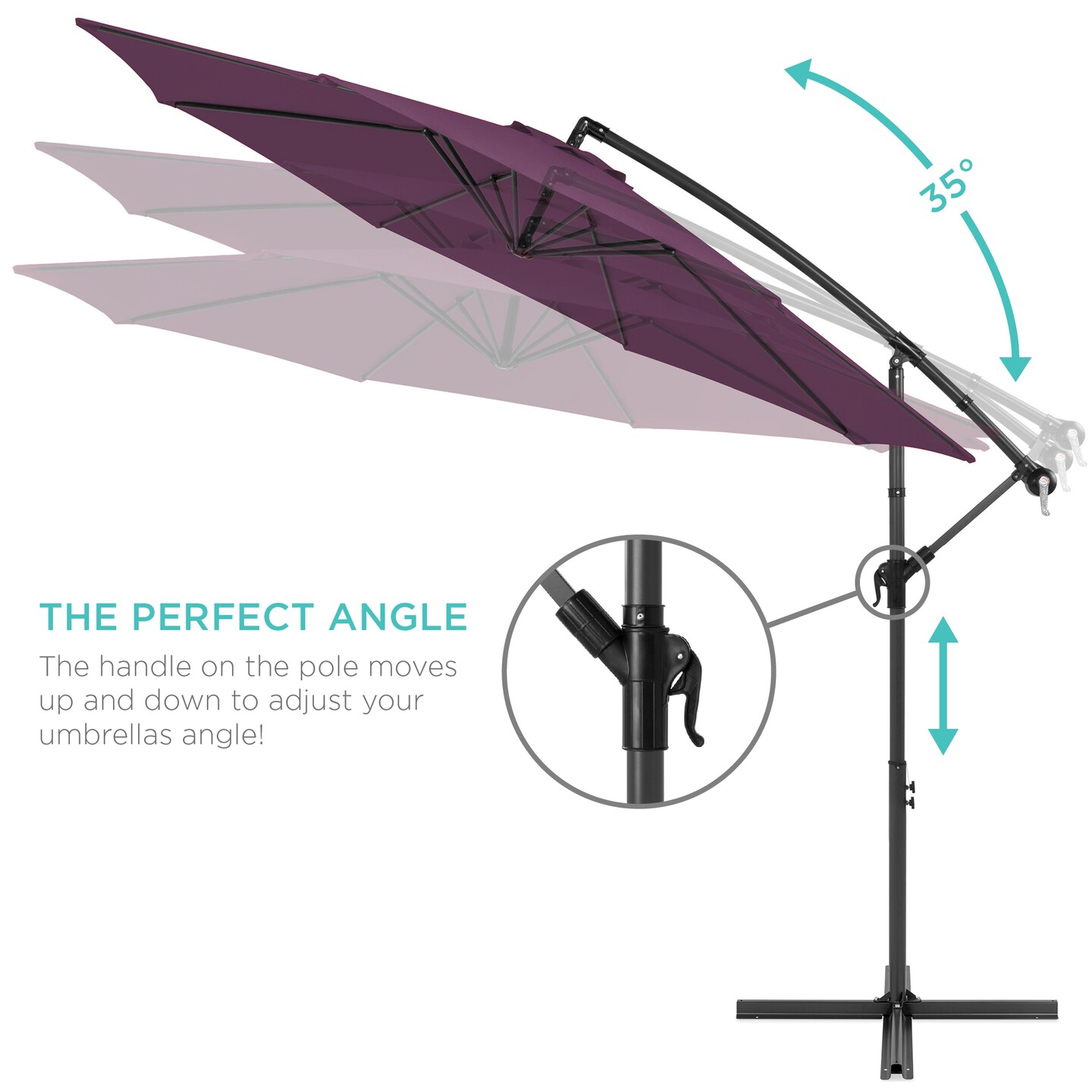 Best Choice Products 10ft Offset Hanging Outdoor Market Patio Umbrella w/ Easy Tilt Adjustment