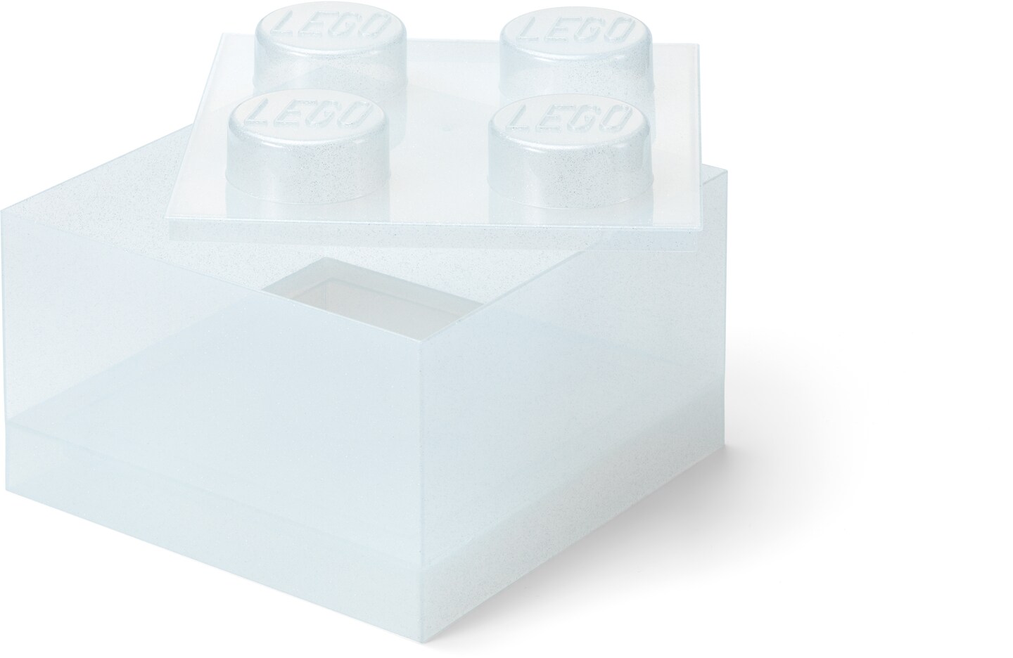 LEGO Stackable Storage Brick with 4 Knobs, Translucent with a Glitter ...