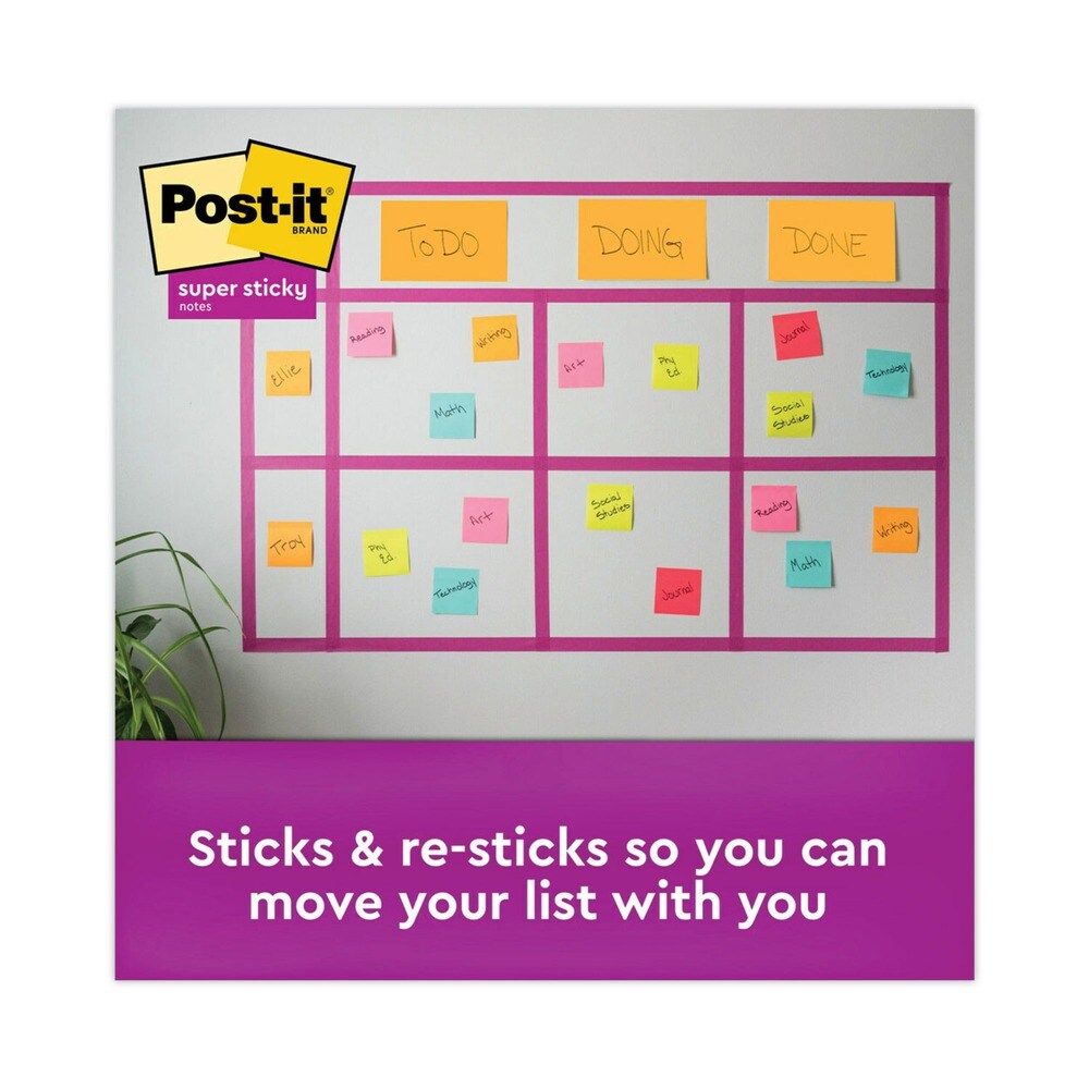 Post-it Notes Super Sticky 8 in. x 6 in. Meeting Notes - Energy Boost Collection Colors (4/Pack)
