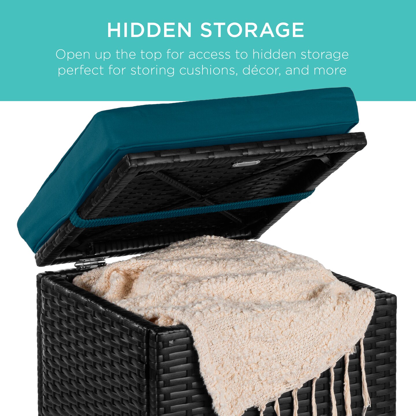 Best Choice Products Set of 2 Wicker Ottomans, Multipurpose Furniture w/ Removable Cushions, Steel Frame