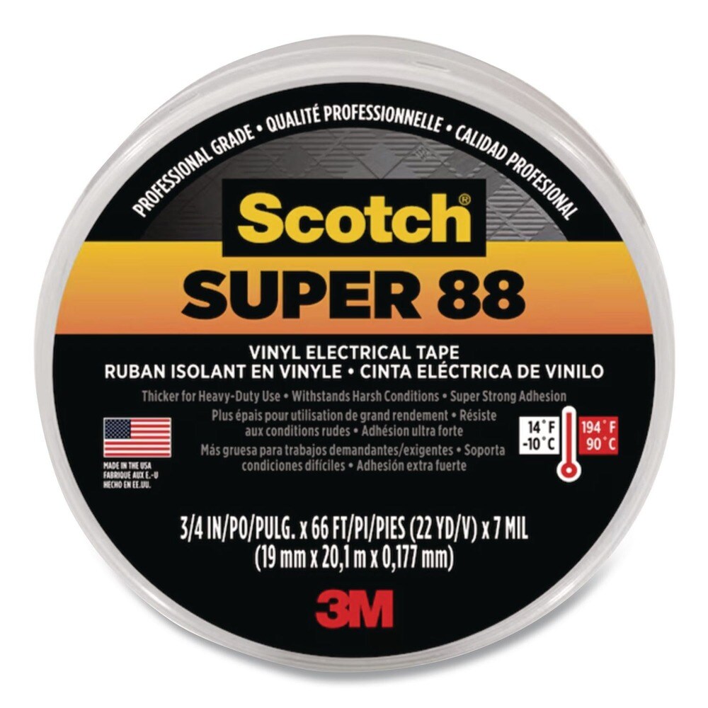 3M Scotch 88 0.75 in. x 66 ft. Super Vinyl Electrical Tape - Black (1-Roll)