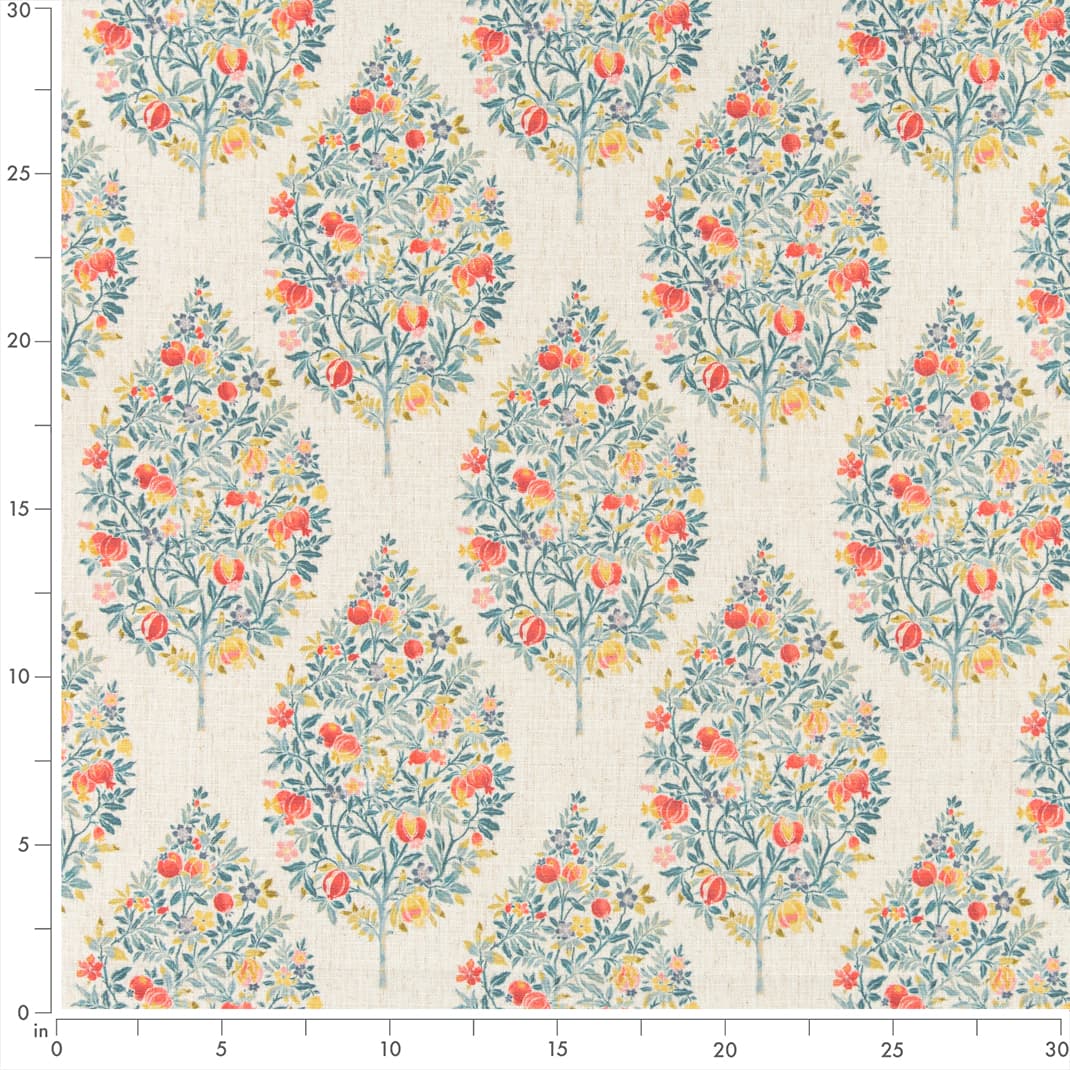 Seaglass - Aqua &#x26; Teal,Coral &#x26; Peach Floral Upholstery Fabric 54 Inches&#x22;