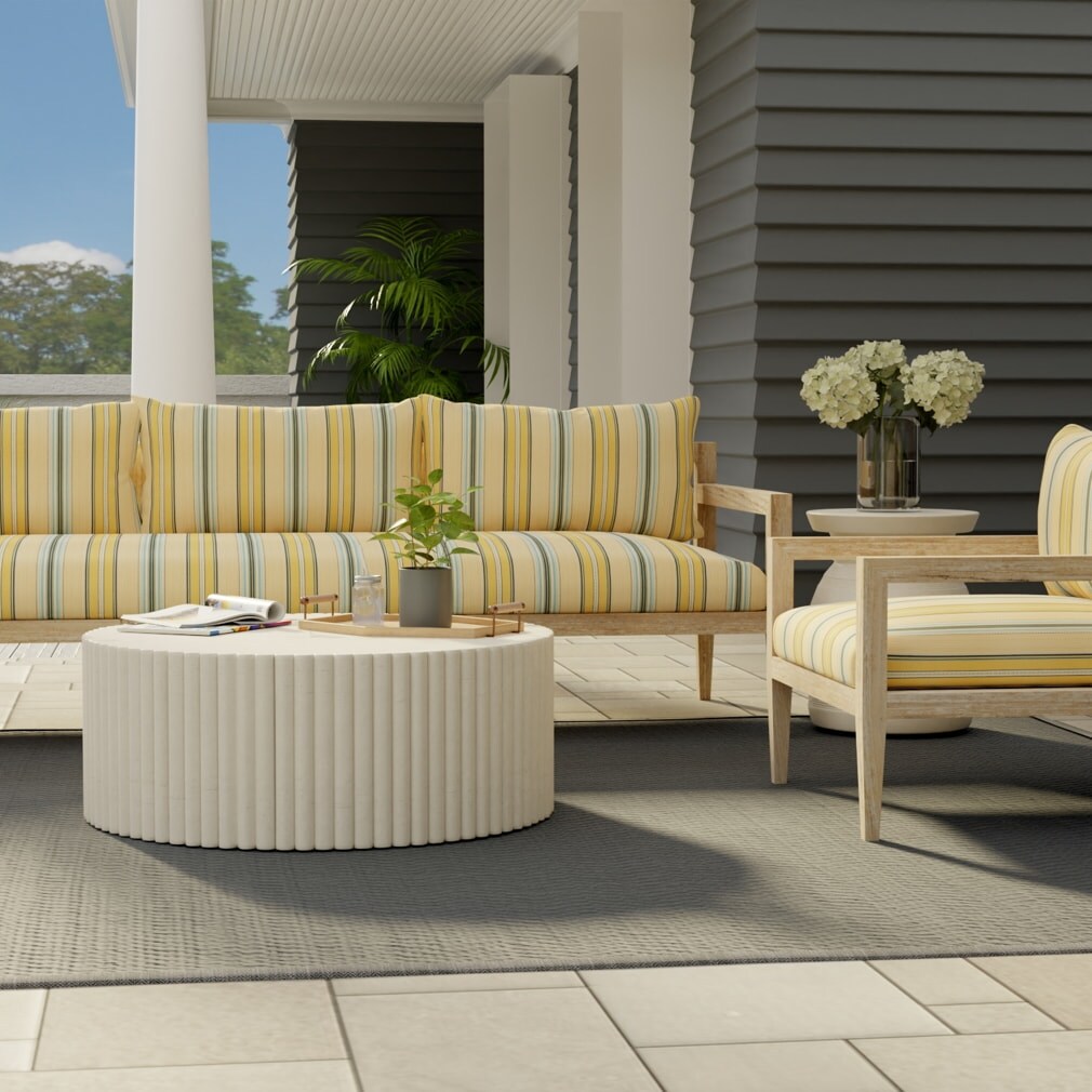 Terrace Sun - Blue,Gold & Yellow Stripe Upholstery Fabric 54 Inches"