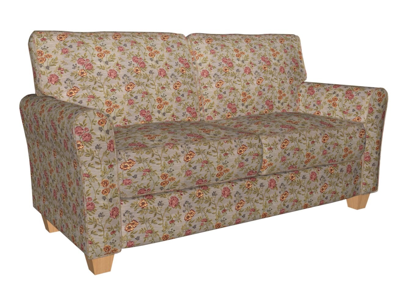 Heather Bouquet - Blue,Orange & Rust,Pink Floral Upholstery Fabric 54 Inches"
