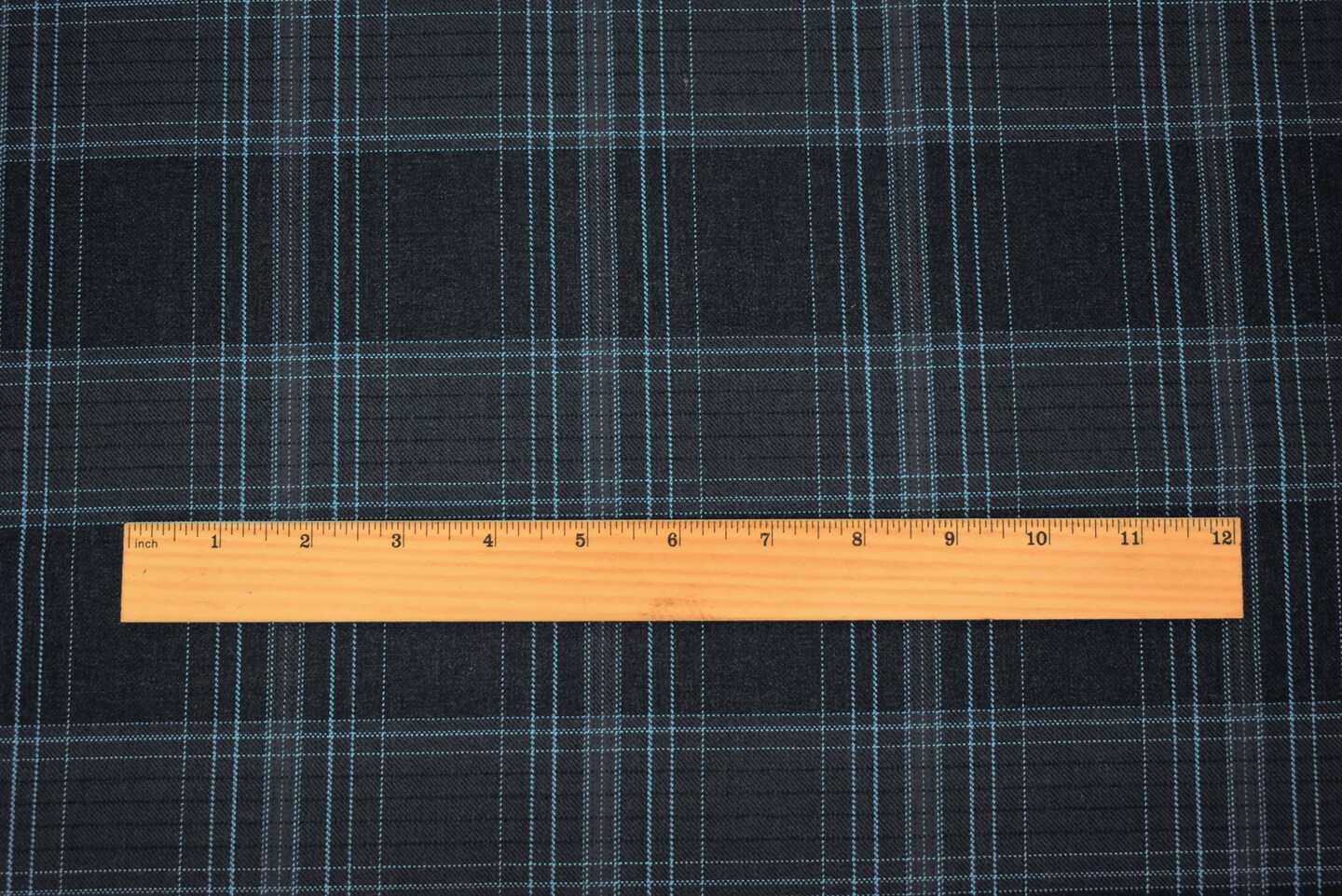 Deep Gray-Blue-White Poly Wool Plaid Woven Suiting Twill Fabric By the Yard