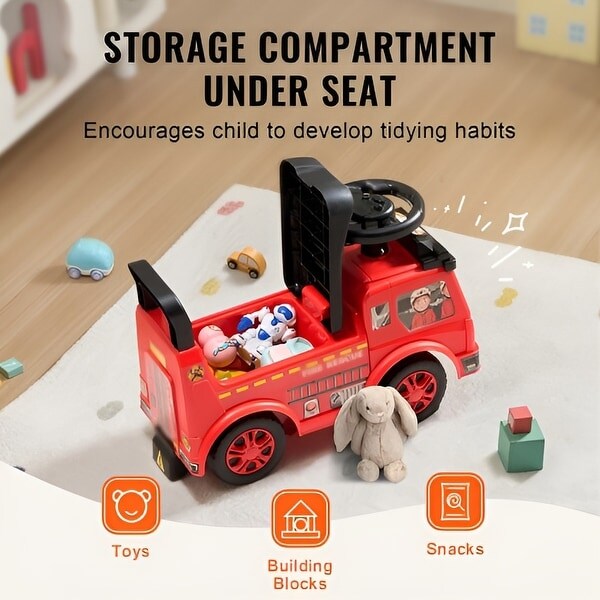 Ride On Toy Car for Toddlers, Ages 1-3, with Music & Storage Features