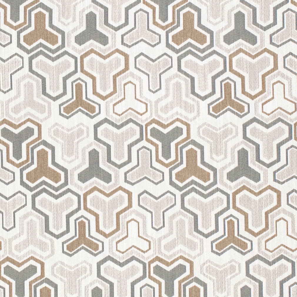 Caramel - Brown,Grey & Silver Abstract & Geometric Upholstery Fabric 54 Inches"