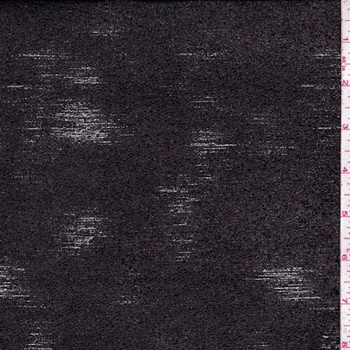 Black/Silver Brushstroke Micro Mesh Fabric By the Yard
