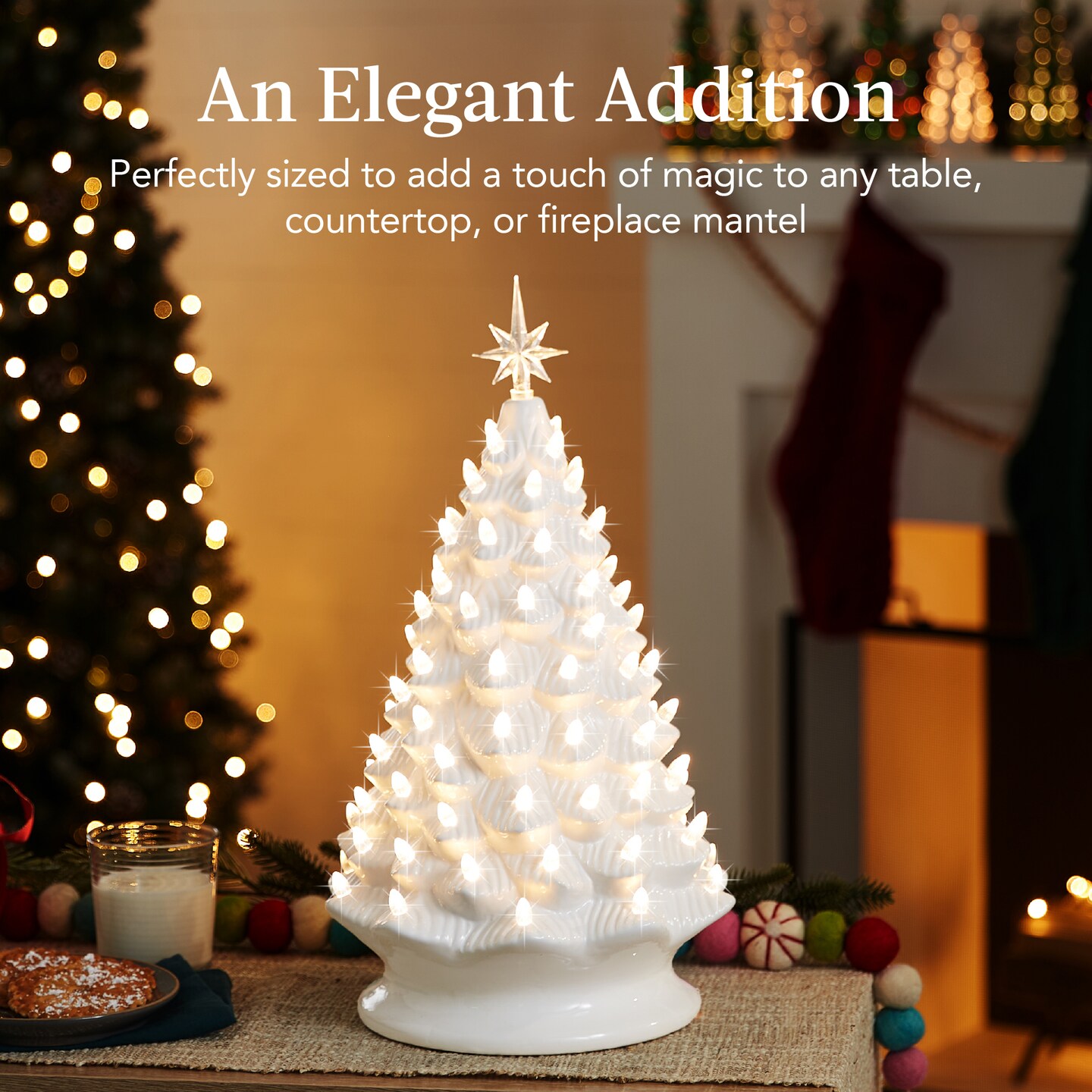 Best Choice Products 18in Ceramic Christmas Tree, Pre-lit Hand-Painted Holiday Decor w/ 93 Lights
