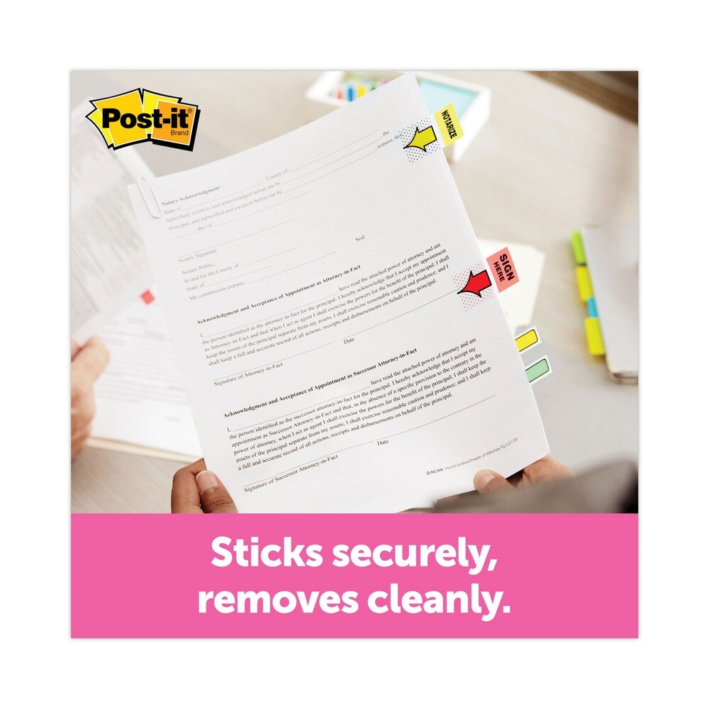 Post-it Flags 1 in. Notarize Arrow Message Page Flags - Yellow (100/Pack)