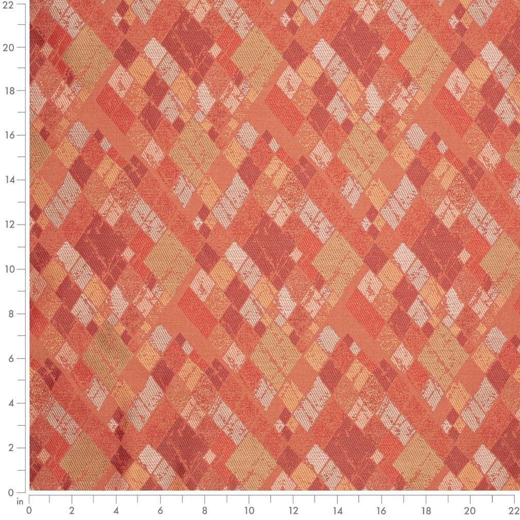 Flame - Orange Rust Abstract Geometric,diamonds Upholstery Fabric 54 Inches"