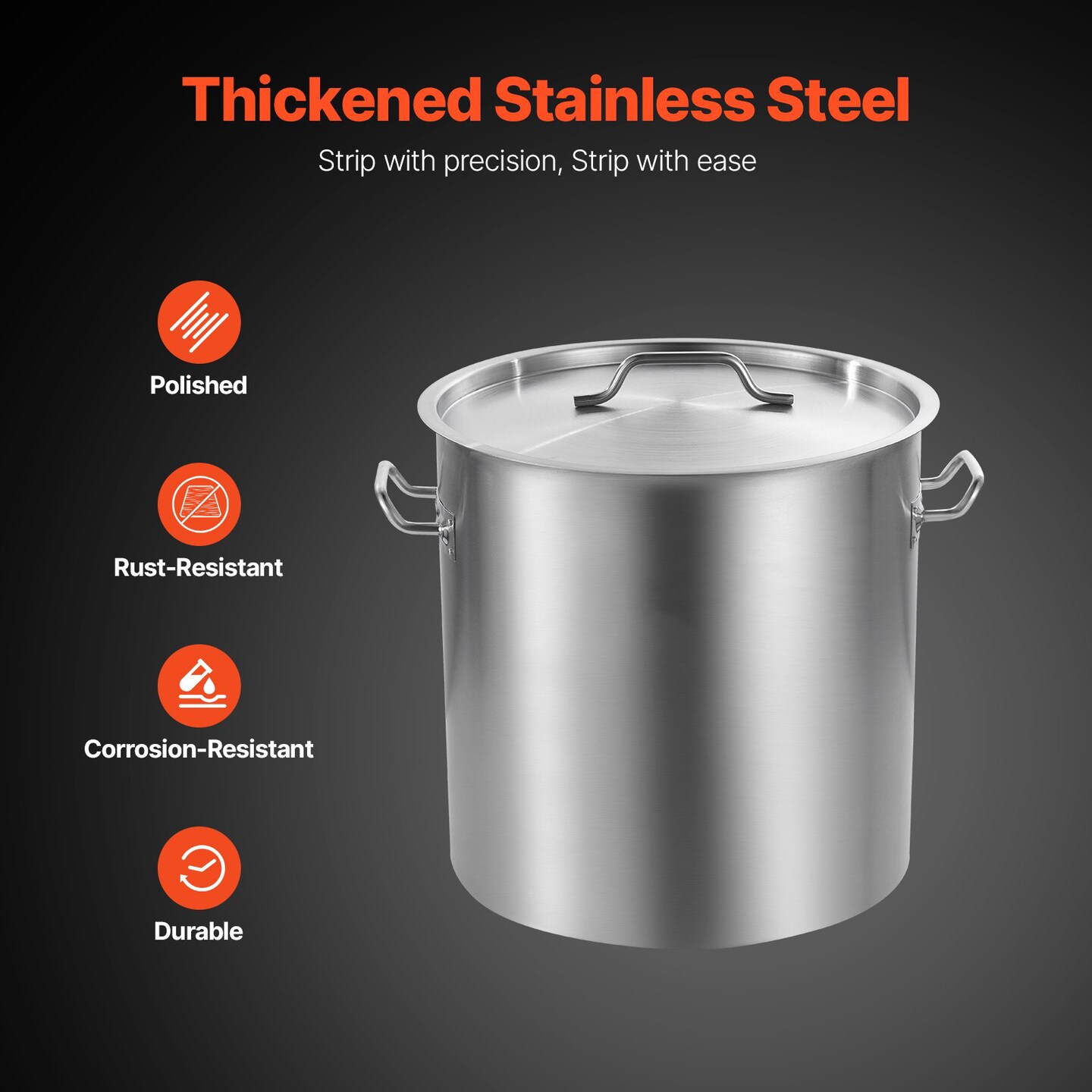 53 QT Commercial Stainless Steel Stock Pot for Boiling Steaming Frying and Cooking Large Meals