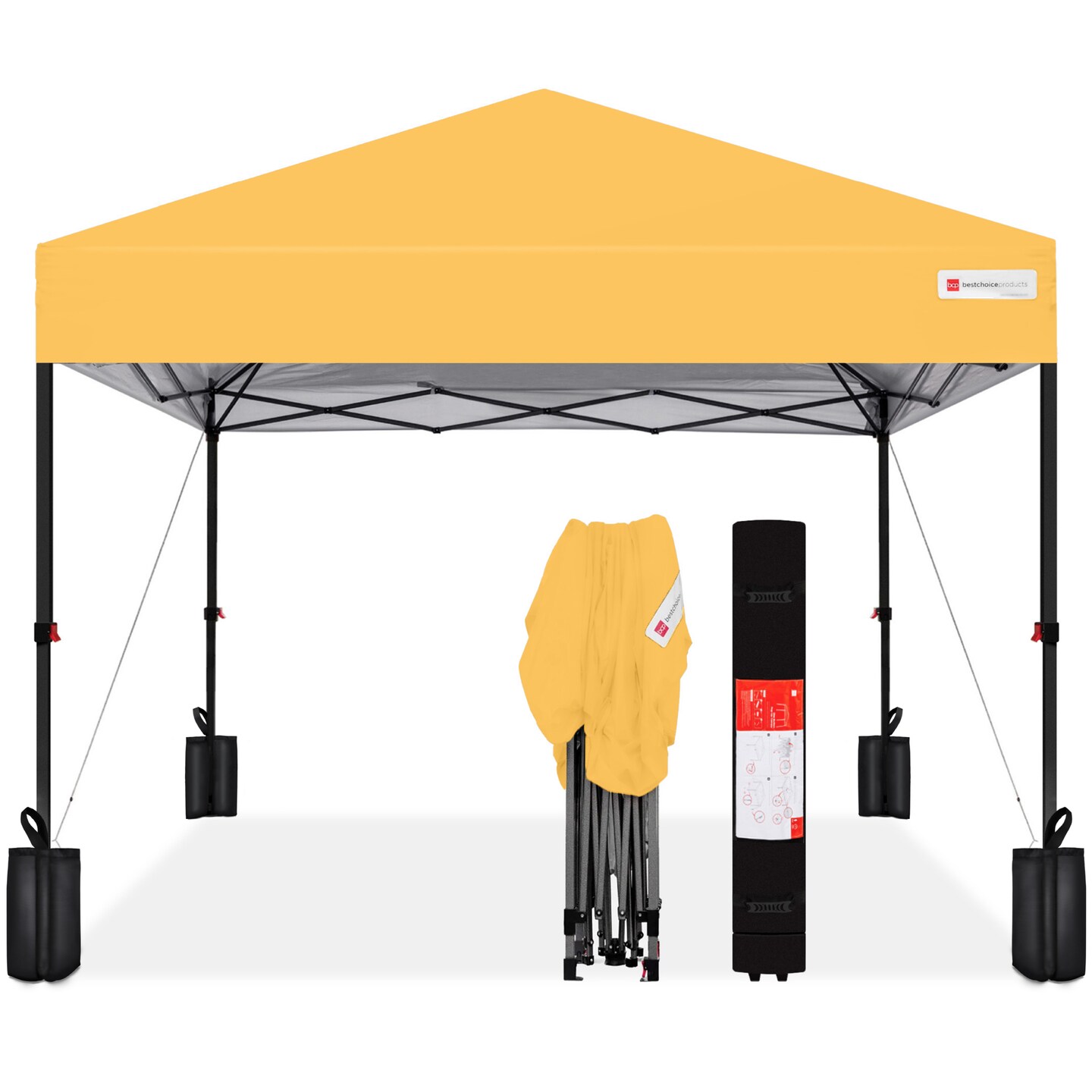 Best Choice Products 8x8ft Easy Setup Pop Up Canopy w/ 1-Button Setup, Wheeled Case, 4 Weight Bags