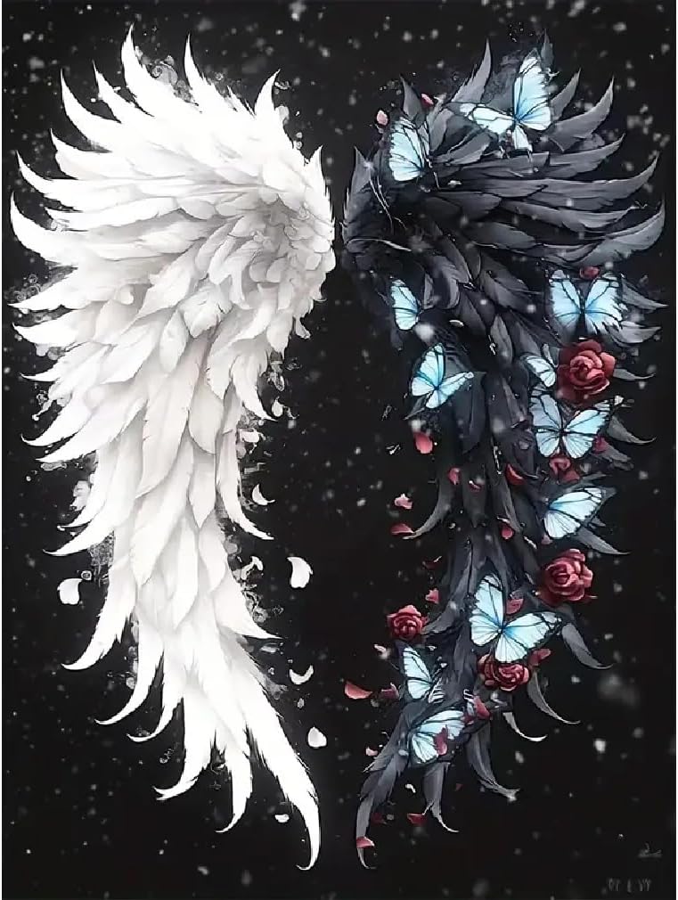 5D Angel Wings Diamond Painting Kit – DIY Full Drill Gem Art for Adults, Colorful Wall Decor, 12x16 in, Beginner-Friendly Craft