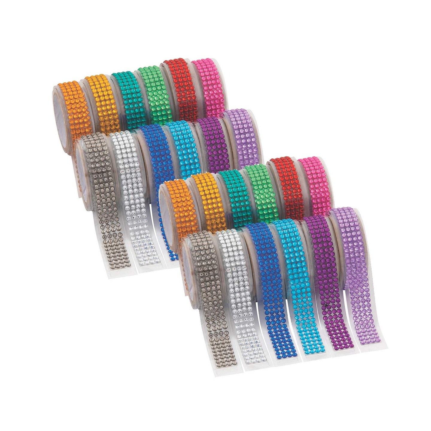 3/4&#x22; x 19&#x22; Bright Colors Self-Adhesive Rhinestone Rolls 12 Pc