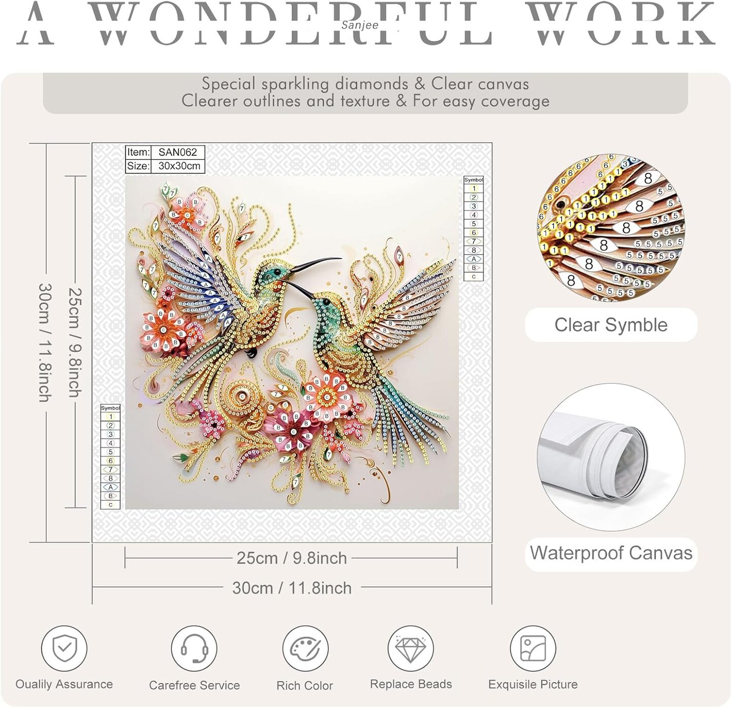 5D Special Shape Diamond Art Kits for Beginners, Hummingbirds Diamond Painting Kits for Adults, Crystal Rhinestones Diamond Painting for Home Wall Decoration Gift