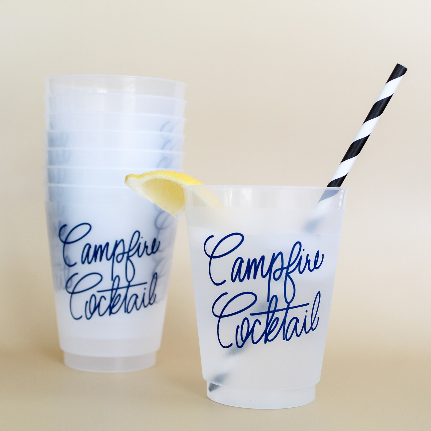 Campfire Cocktail Party Cups, Set of Eight 16 Ounce Plastic Cups