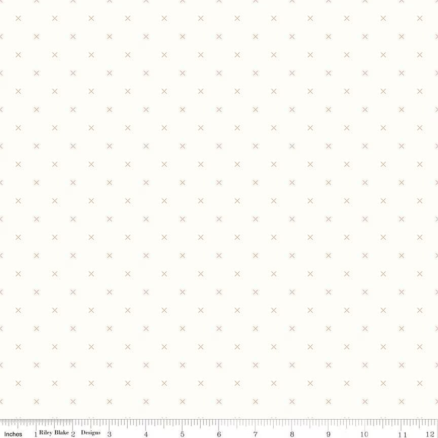 Fabric Riley Blake Brown Cross Stitch Bee Backgrounds by the Quarter Yard C6381-BROWN